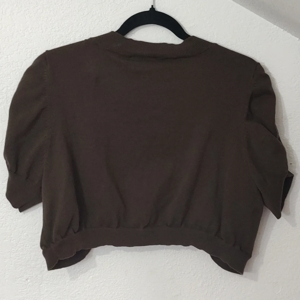 Lane Bryant Brown Open Short Sleeve Shrug Size 14/16 - Picture 2 of 11